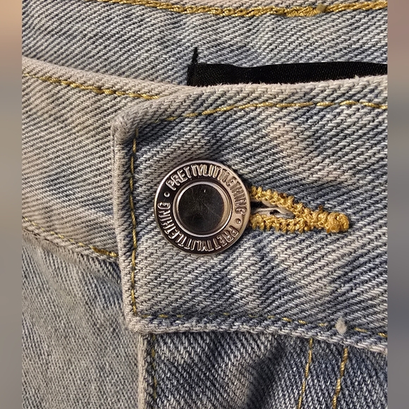 Women's PrettyLittleThing Light Blue Distressed High Waisted Denim Jeans Sz 10 - Picture 4 of 8